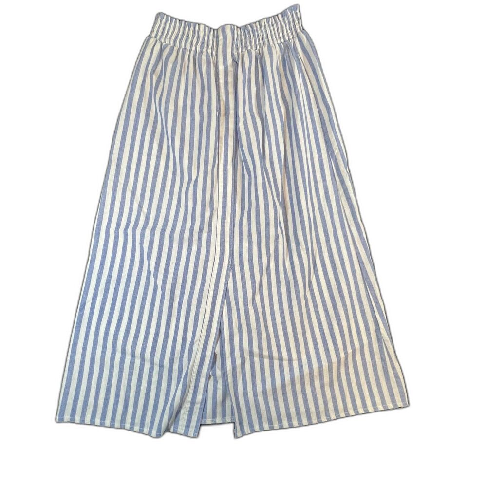 Womens Haute Monde Blue and White Striped Midi Skirt